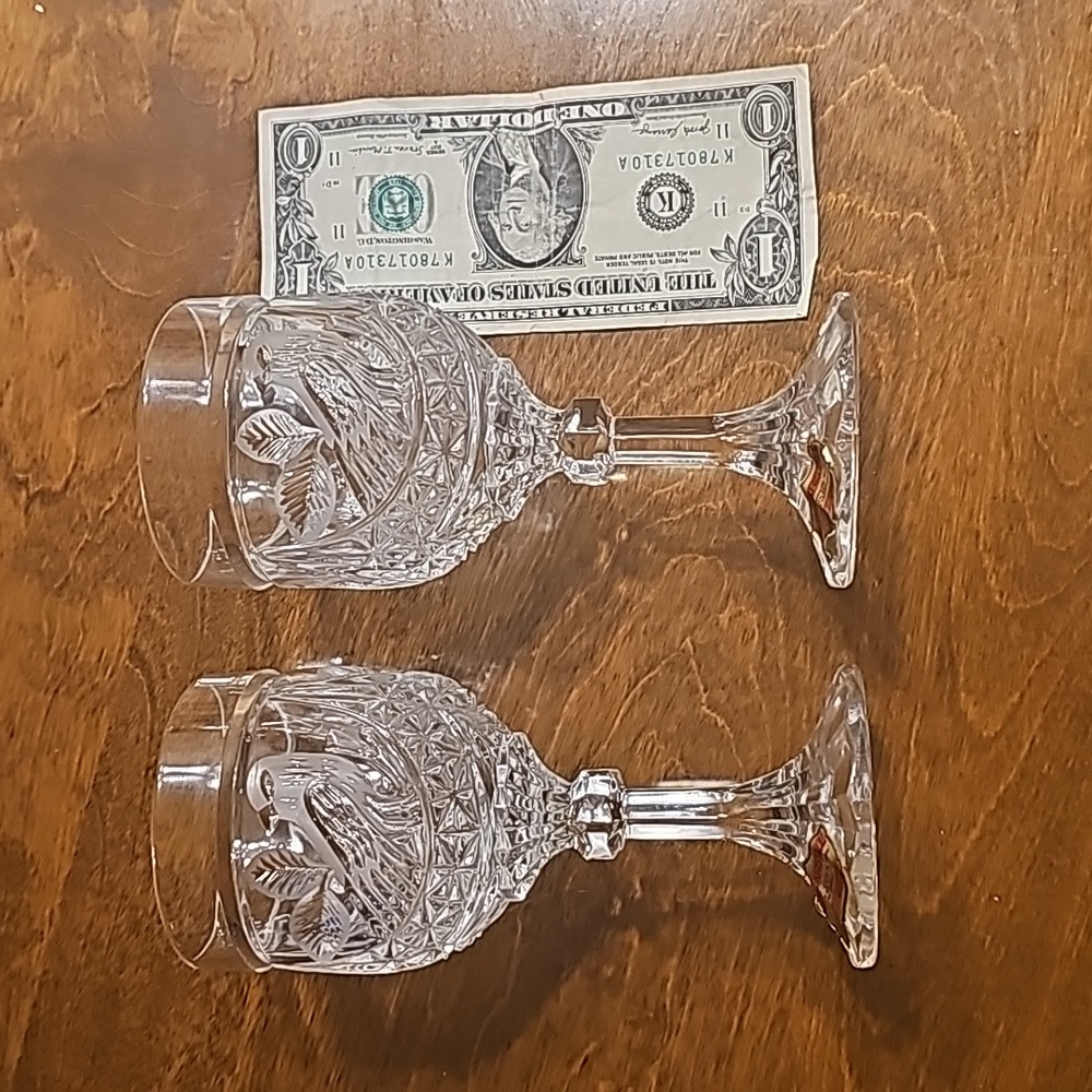 2 Hofbauer The Byrdes Collection Crystal Wine Glasses -  No Chips or Scratches